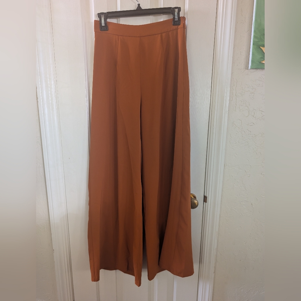 Hello Molly Wide-Leg Pants in Burnt Orange